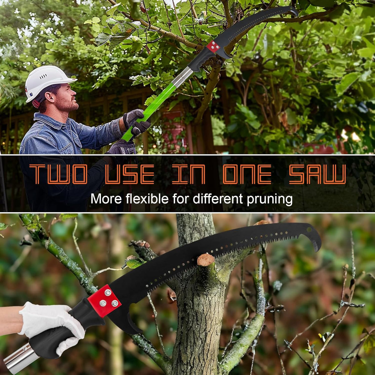 Tree Pruner Pole Saw for Trimming, 7.3-27ft Manual Extendable Tree Trimmer, Ideal for Palms and