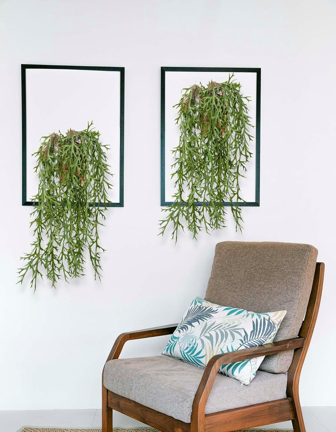 3 Fake Hanging Plants of Lambs Ear Stems with Roots, 47.24 inch Faux Hanging Greenery Plastic