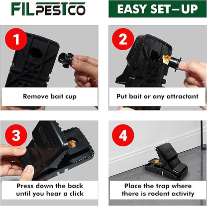Set of 6 Professional Grade Extra Large Rat Snap Traps, Mouse Trap, Reusable Trap, Heavy Duty for