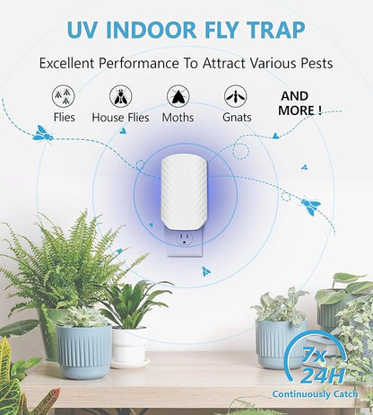 Flying Insect Trap for Indoors, Bug Killer Light Trap for Fruit Flies, Gnats, Moths, and