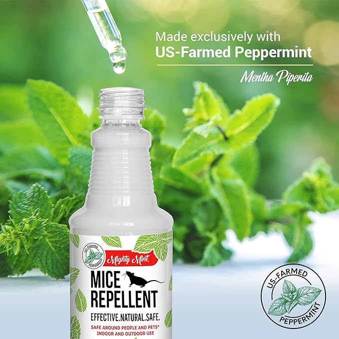 Mighty Mint Peppermint Oil Mouse Repellent Spray – Natural Indoor & Outdoor Control for Mice and