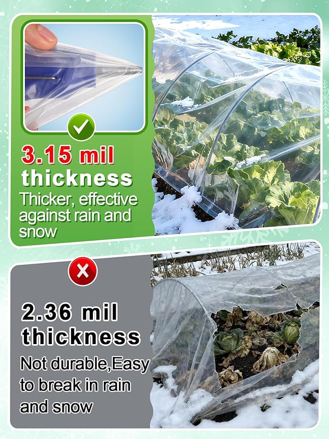 Alphatool Greenhouse Cover Plastic Sheeting - 12 x 25 ft Plant Covers Freeze Protection, Frost