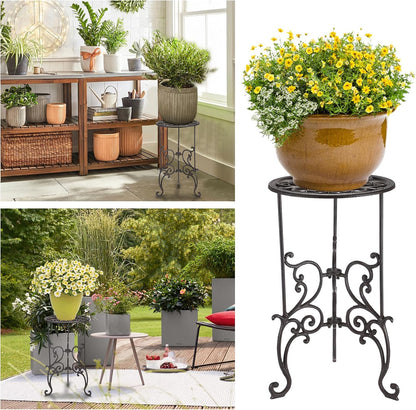 OwnMy Heavy Duty Cast Iron Plant Stand Indoor Outdoor Vintage Wrought Iron Round Flower Pot Holder