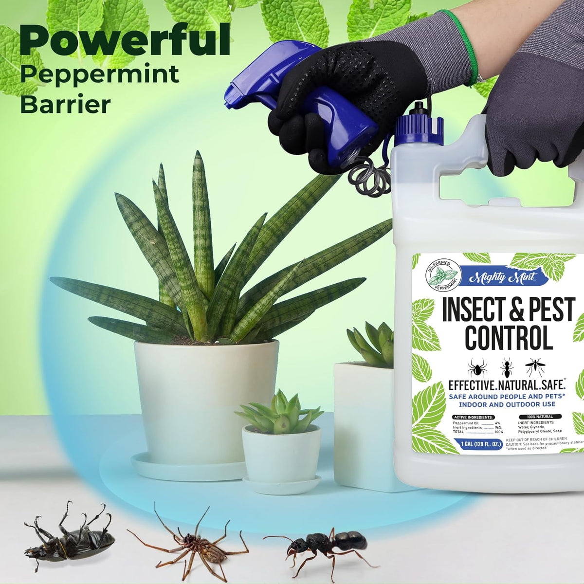Mighty Mint Gallon (128 oz) Insect and Pest Repellent Peppermint Oil - Natural Spray for Spiders