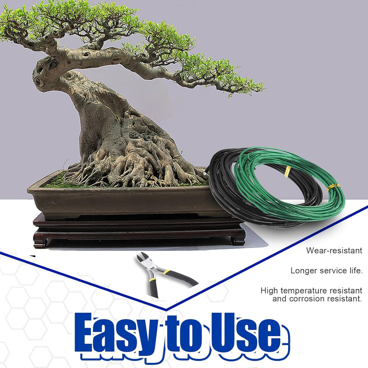 Glarks 4 Rolls Bonsai Wires Kit, 2mm 3mm 1mm 1.5mm Aluminum Bonsai Training Wire Tree Branches with