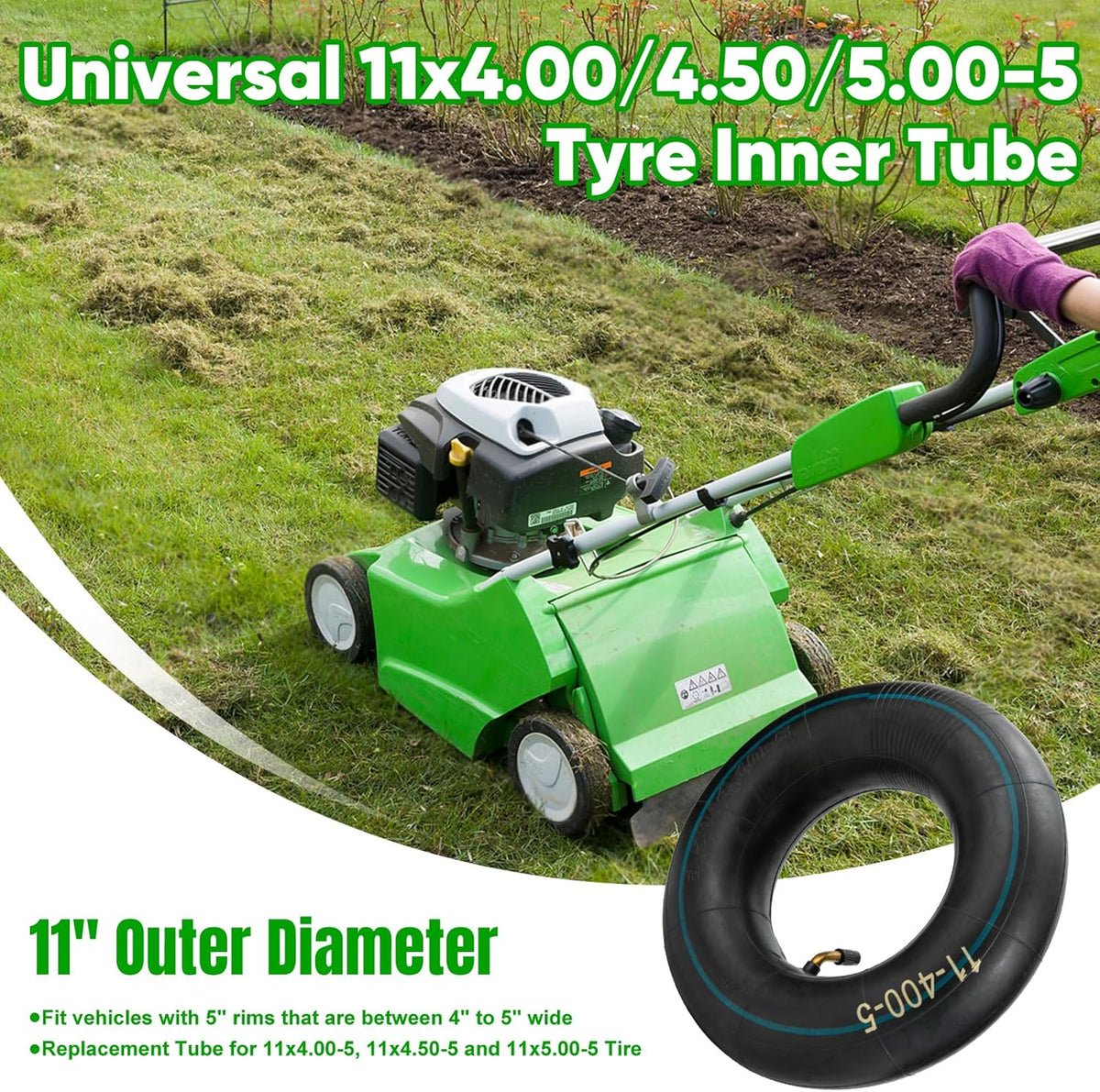 11x4.00-5 11x4.50-5 11x5.00-5 Inner Tubes, 2 Pack Heavy Duty Replacement Tire Inner Tubes with Bent