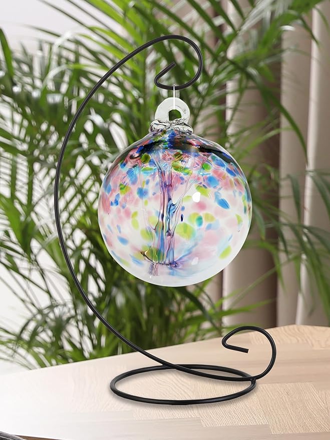 Dale Tiffany AC25004-D4 Rainbow Tree of Life Hand Blown Art Glass Ornament Witch Globe Gazing Ball