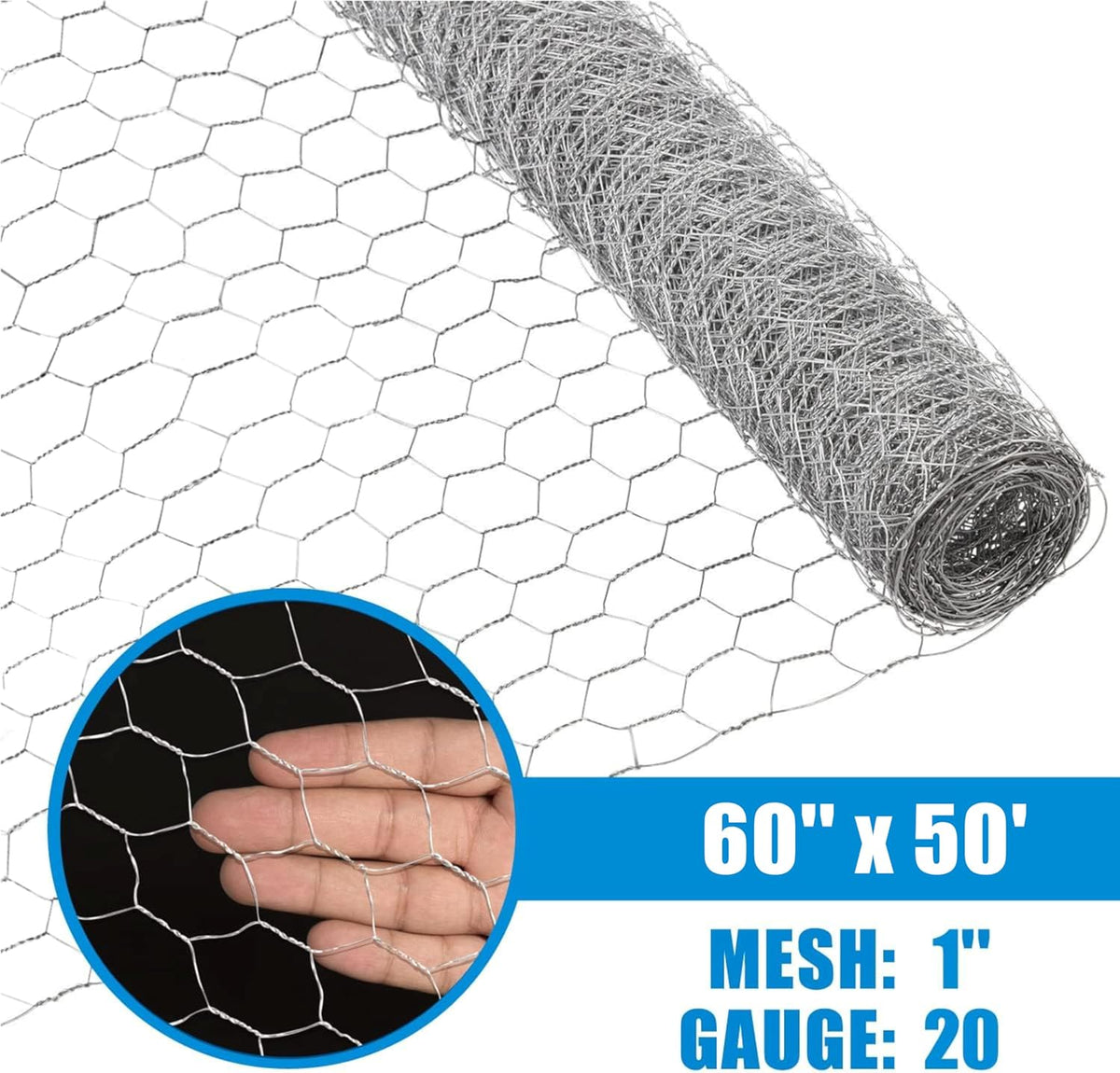 Fencer Wire 20 Gauge Chicken Wire Fence, Galvanized Poultry Hexagonal Netting Crafting, Chicken