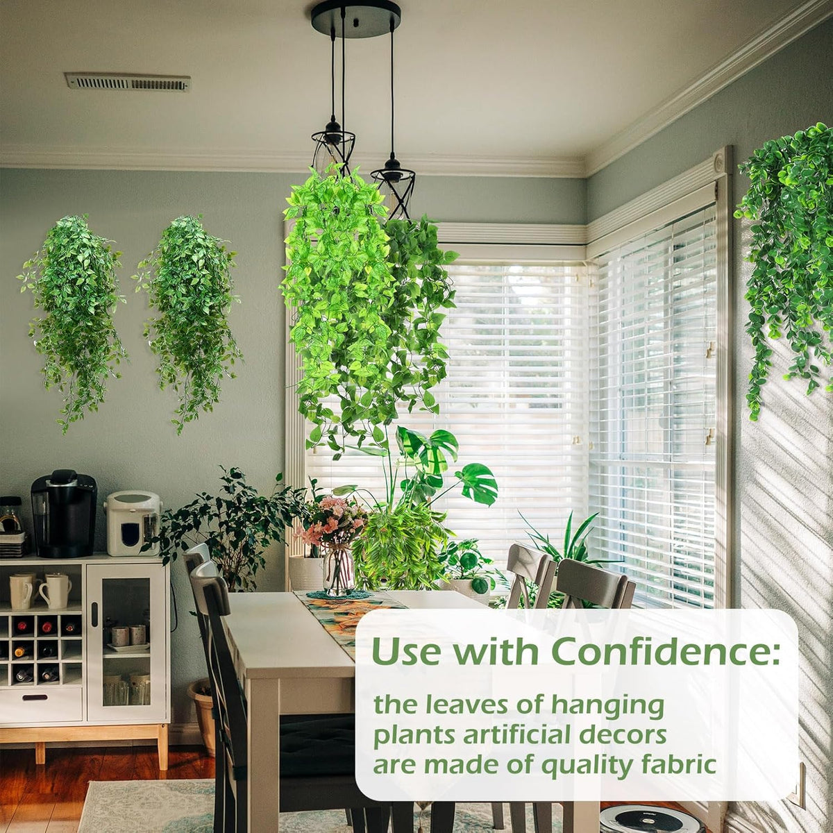 Hoteam 12 Pcs Artificial Hanging Plants 32 Inch Fake Ivy Vines with Fake Leaves Patio Artificial
