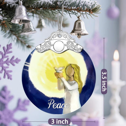 Stained Glass Ornament, Peace Angel Christmas Ornaments, Christmas Decorations for Tree, Holiday