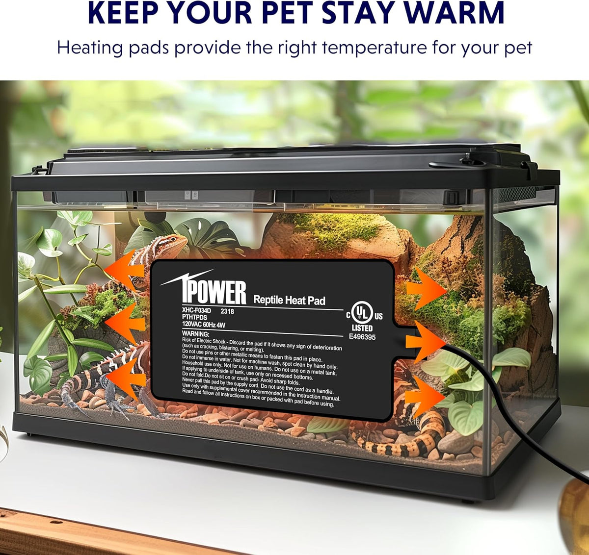 iPower 4X7 Inch Reptile Heat Pad Under Tank Heater Terrarium Warmer Heating Mat for Turtles Lizards