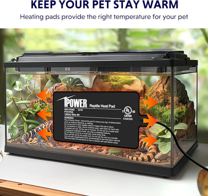 iPower 4X7 Inch Reptile Heat Pad Under Tank Heater Terrarium Warmer Heating Mat for Turtles Lizards