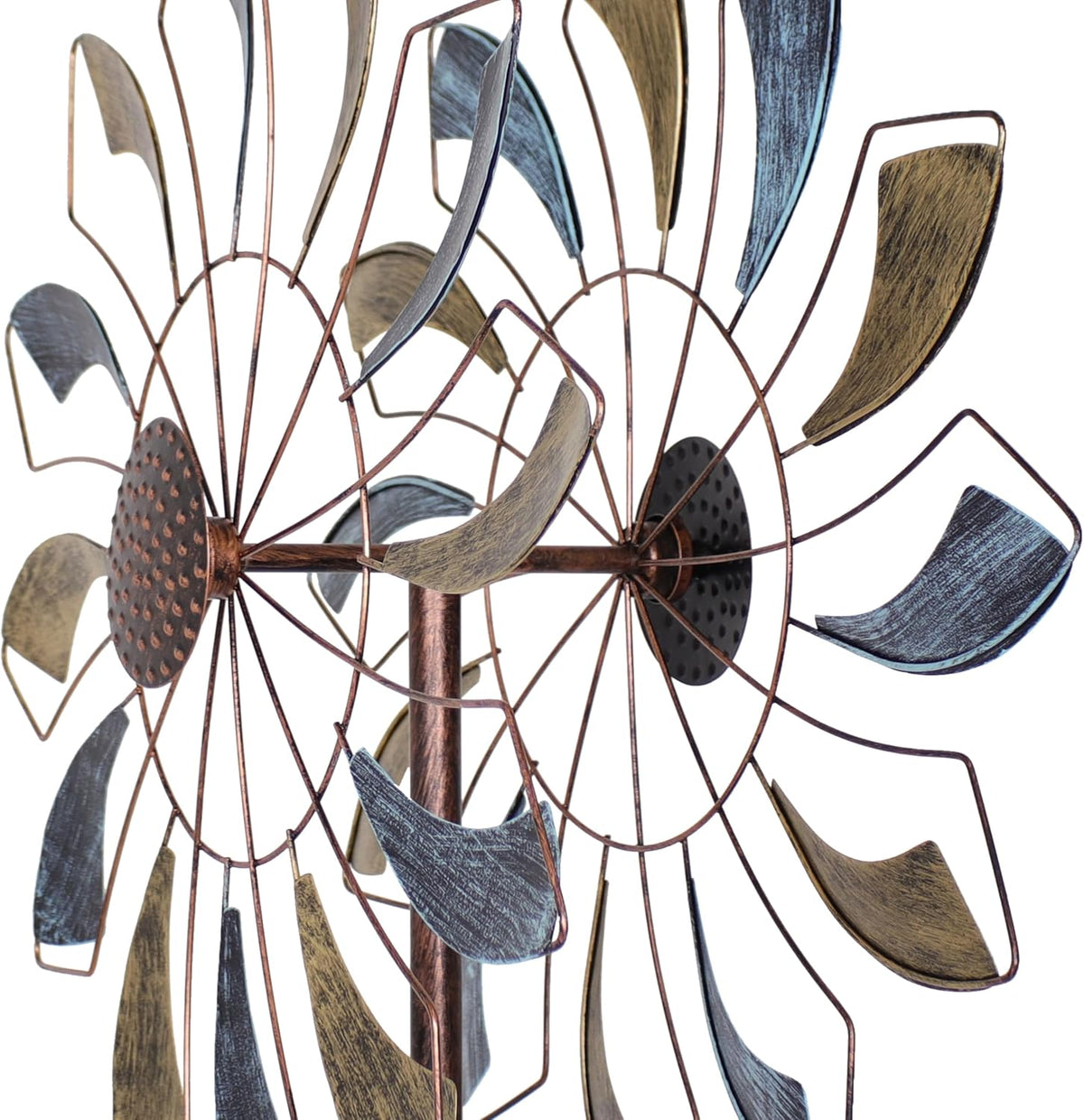 Sunnydaze Metallic Pinwheel Metal Garden Wind Spinner - Removable Pole Sections for Adjustable