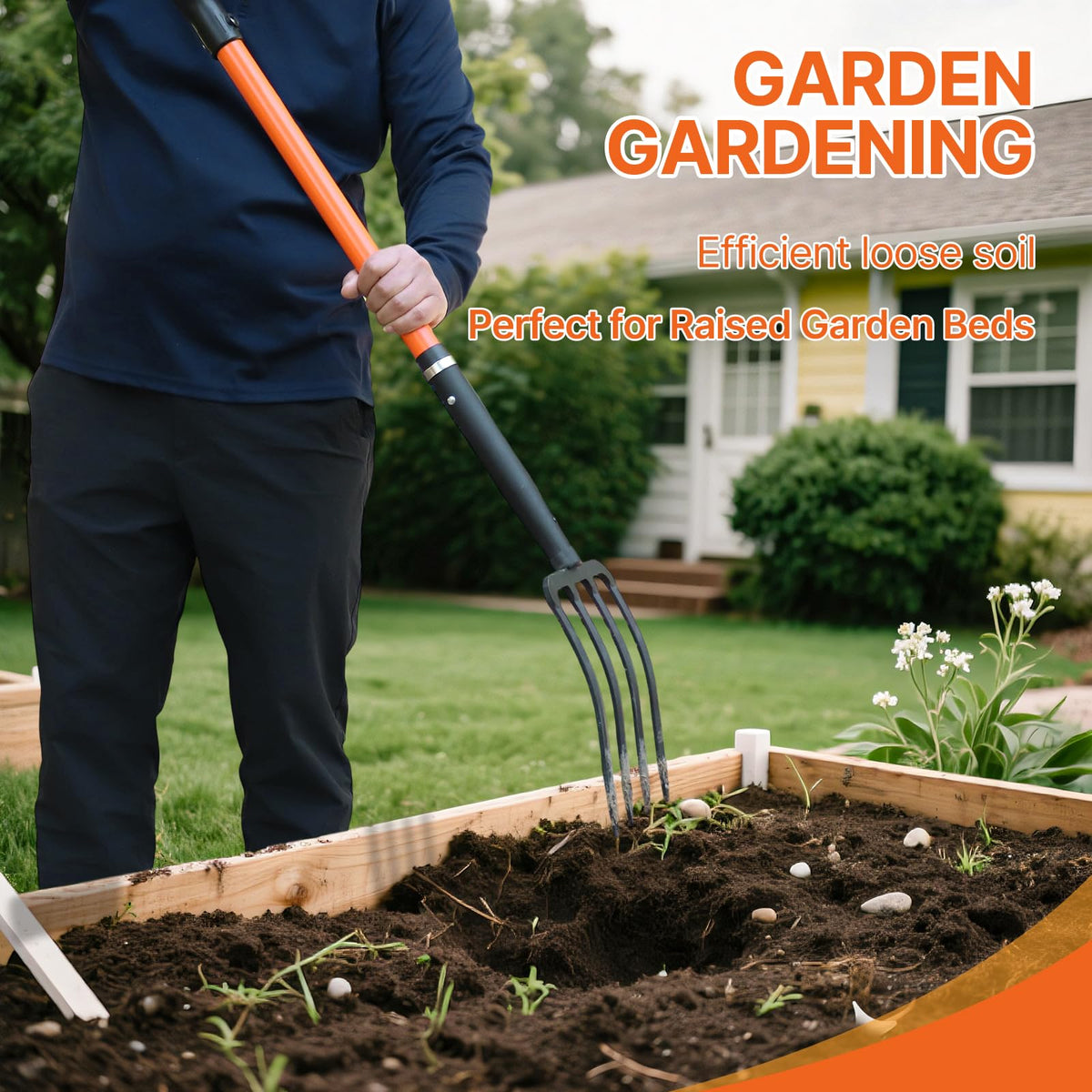KOLEIYA 4-Tine Garden Fork,Heavy Duty Pitch Fork for Gardening,Digging Fork and Spading Fork for
