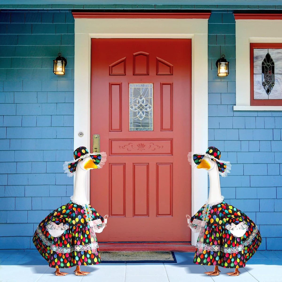 Suzile Happy Birthday Goose Outfit Dresses Clothes for 23" High Cement or Plastic Porch Goose