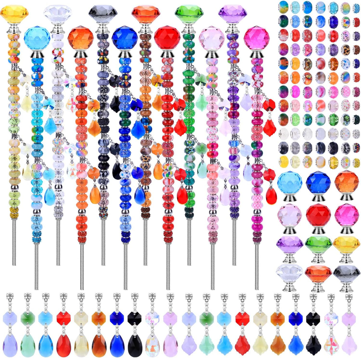 VICTLOV Crystal Suncatcher Making Kit, 273 Pieces with Beads, Snowflakes, Butterflies, Glass Balls