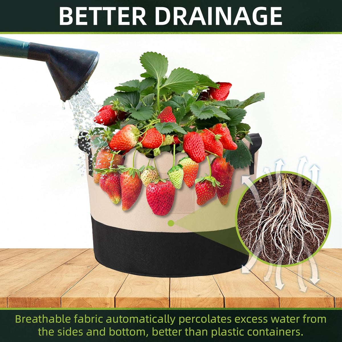 LITLANDSTAR 5 Gallon Fabric Grow Bags, 10 Pack Heavy Duty Thickened Nonwoven Plant Grow Bags with