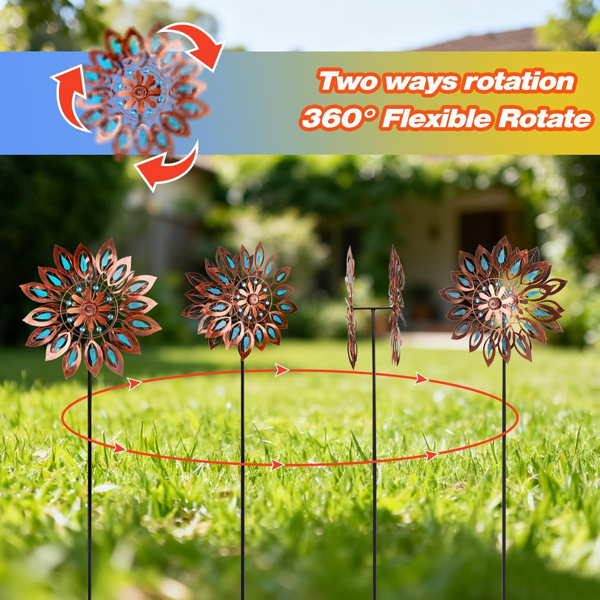 Wind Spinners for Outdoor Yard Decor, 360 Degrees Swivel Large Outdoor Metal Wind Spinner, 76" Wind