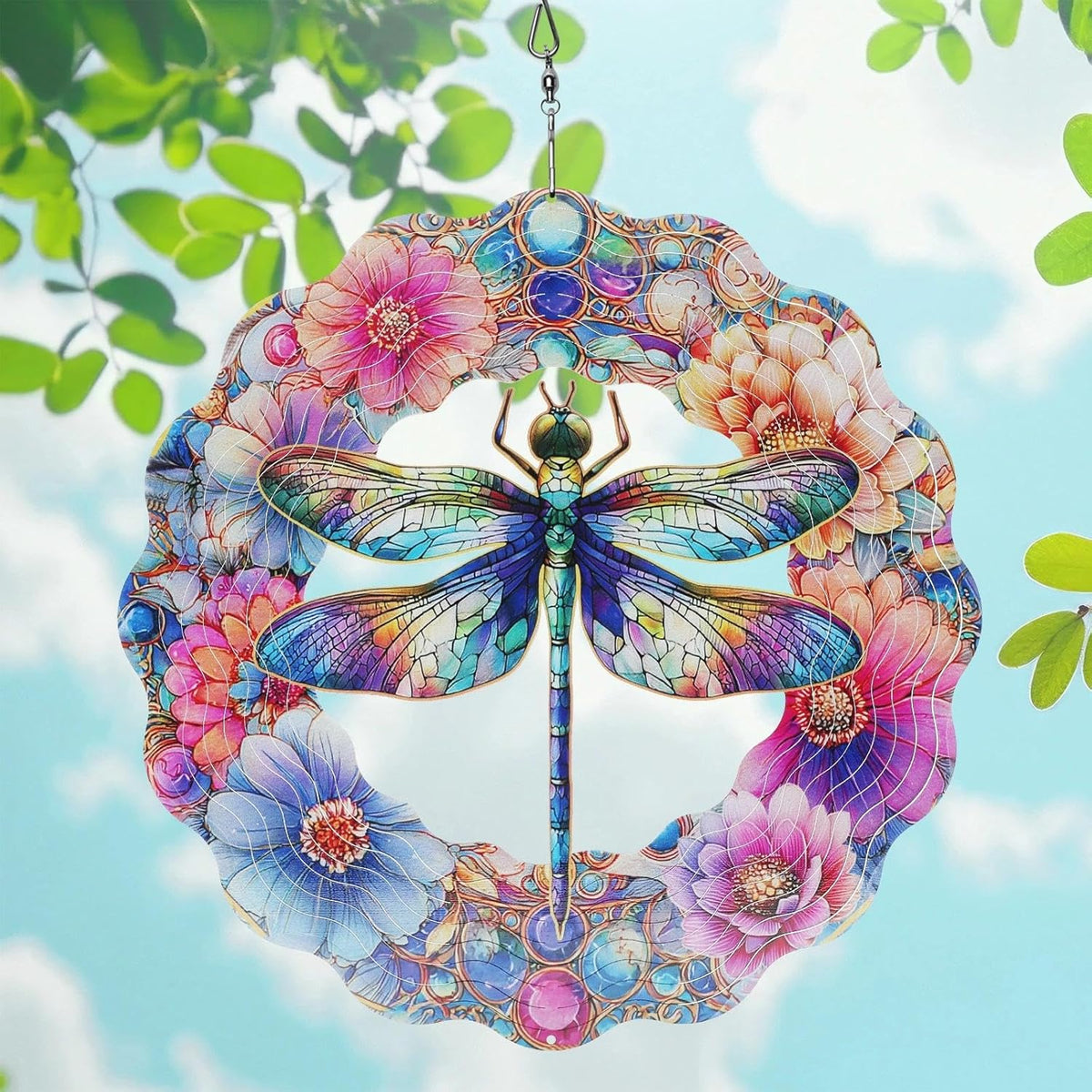 Dragonfly Wind Spinners, Dragonfly Gifts for Women, 12-Inch 3D Kinetic Stainless Steel Metal Wind