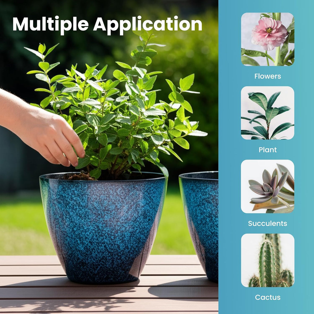 2 Pack Plastic Plant Pots with Drainage Holes, 8 inch Planter for Indoor Outdoor Plant, Garden