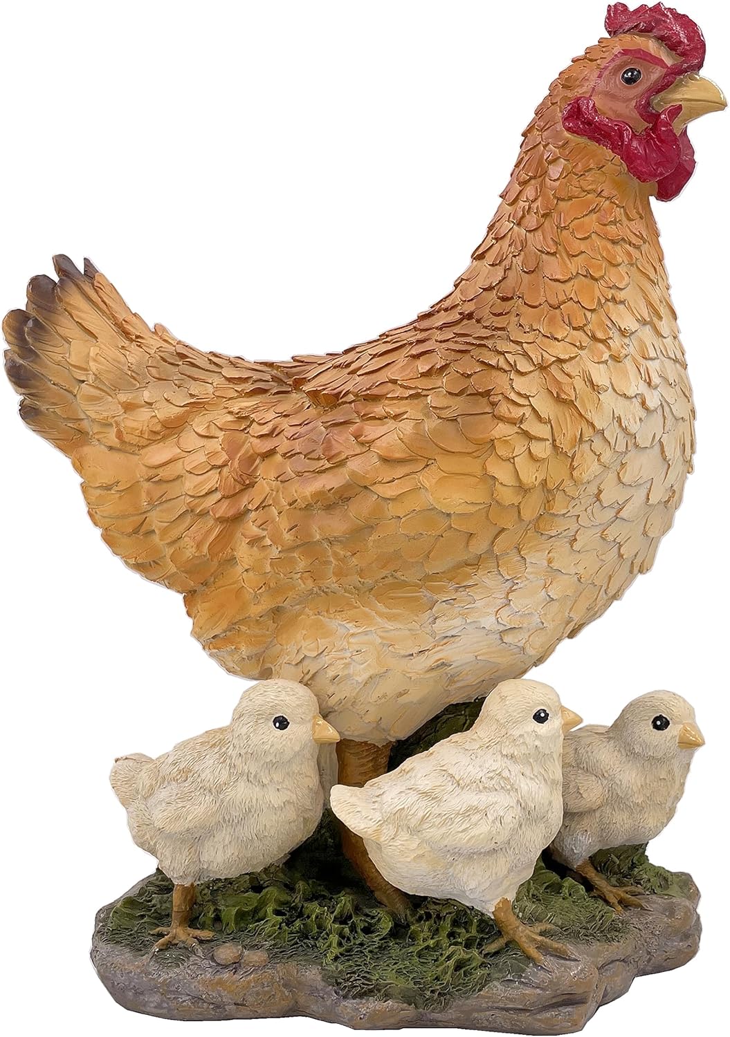 Garden Mother Hen and Baby Chick Statue Sculpture Standing Resin Farm Animal Decoration Chicken