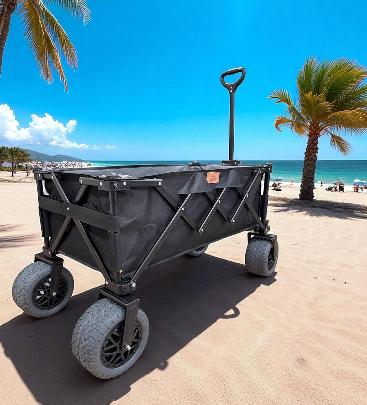 Folding Beach Wagon with Big All-Terrain Wheels for Off-Road Use (Sand/Gravel/Camping Trails) Extra
