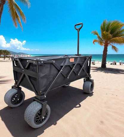 Folding Beach Wagon with Big All-Terrain Wheels for Off-Road Use (Sand/Gravel/Camping Trails) Extra