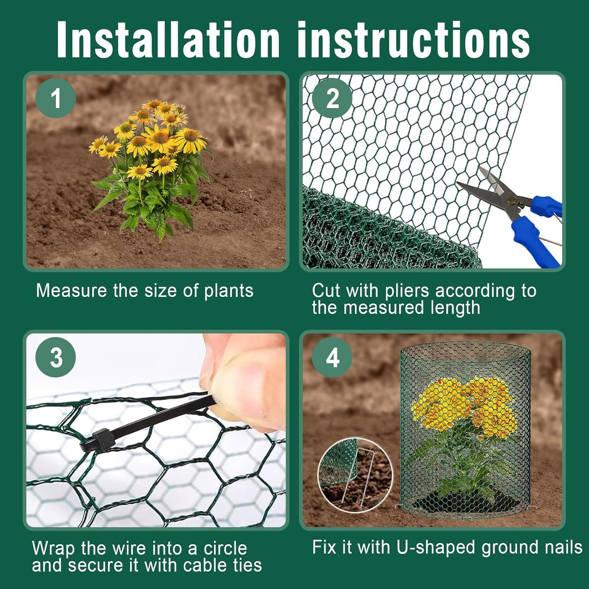 32.8Ft x 16In Plant Protectors from Animals, Metal Plant Chicken Wire Cages Covers Garden Netting