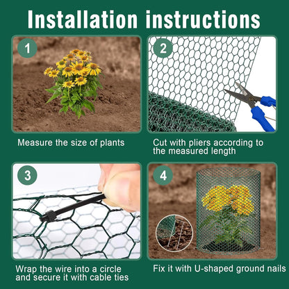 32.8Ft x 16In Plant Protectors from Animals, Metal Plant Chicken Wire Cages Covers Garden Netting