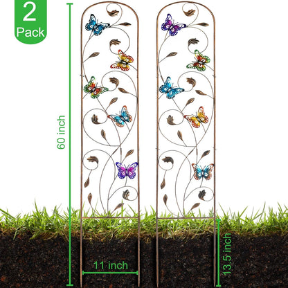 SUNNYPARK Set of 2 Butterfly Metal Garden Trellis for Climbing Plants, Decorative Vegetables