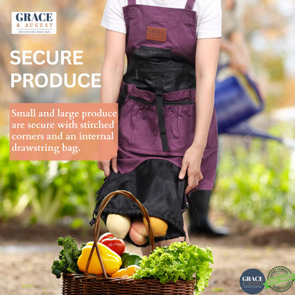 Gardening Apron with Harvest Pouch - 7 Pocket Garden Gift for Women & Men