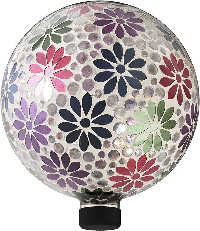 Alpine Corporation 10" Diameter Indoor/Outdoor Glass Mosaic Gazing Globe Yard Decoration, Colorful