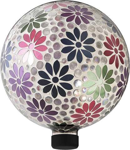 Alpine Corporation 10" Diameter Indoor/Outdoor Glass Mosaic Gazing Globe Yard Decoration, Colorful
