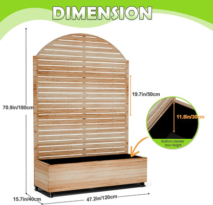 15.7"×70.9"×47.2" Metal Raised Garden Bed with Trellis and Wheels - Tall Trellis Planter Box for