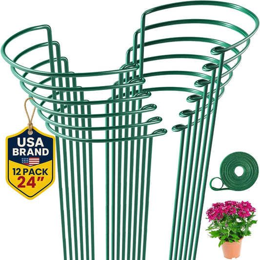 12 Pack Tall Snake Plant Support Stakes – 10" W x 24" H Half Round Peony Cages and Supports for