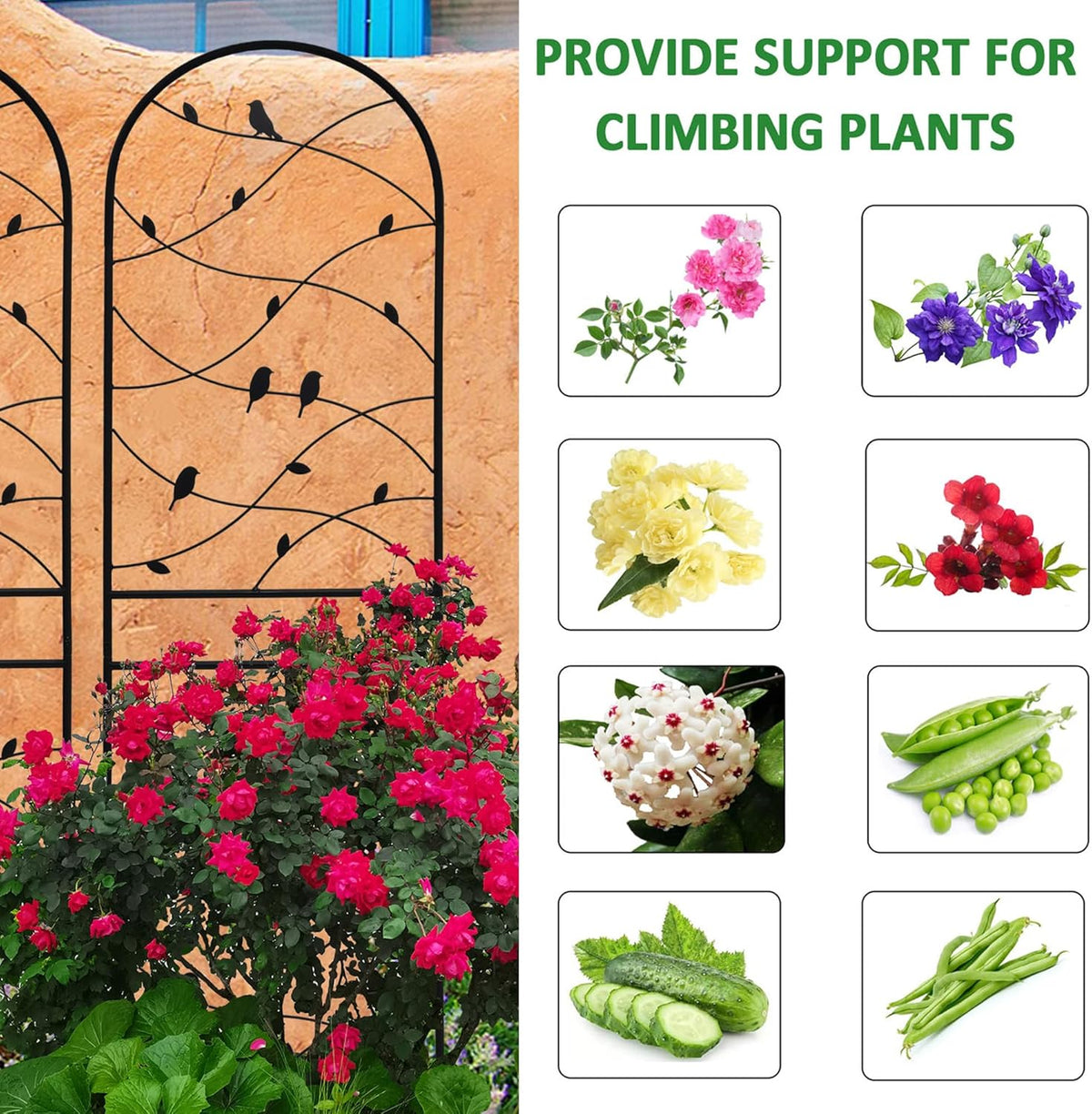 4 Pack Metal Garden Trellis 71" Tall Outdoor Climbing Plant Support for Roses, Flowers, Rustproof