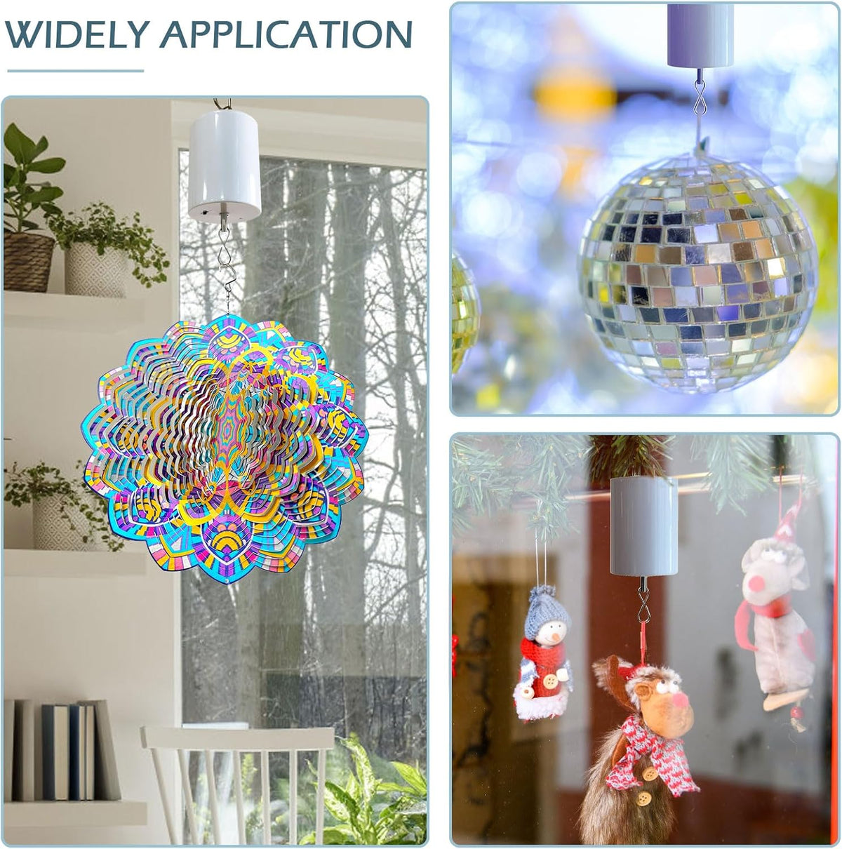 Disco Ball Wind Spinner Mirror Ball Hanging Display Rotating Spinner, Garden Decor with Mini Remote