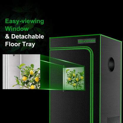 MELONFARM 2x2 Grow Tent, 24"x24"x48'' High Reflective 600D Diamond Mylar Canvas with Observation