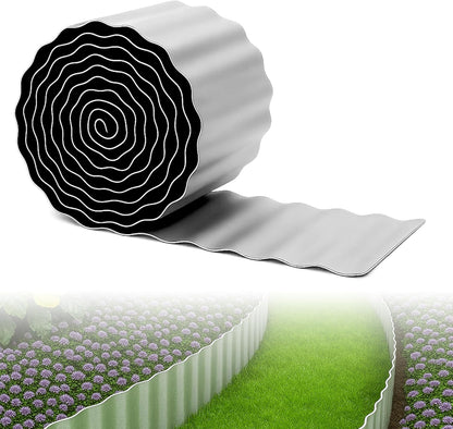 Bonviee 8” x 40’ Metal Landscape Edging Border Kit, Corrugated Garden Edging for Flower Bed, Lawn