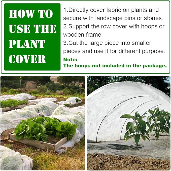 Plant Covers Freeze Protection, 10ft×33ft Reusable Rectangle Frost Protection Floating Row Cover