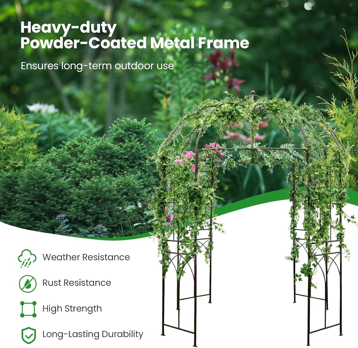 Giantex Birdcage Shape Garden Arbor, 8.4ft High x 7ft Wide, Metal Gazebo Arch Pergola Pavilion for