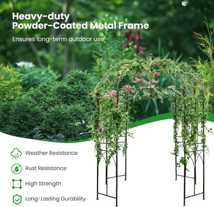 Giantex Birdcage Shape Garden Arbor, 8.4ft High x 7ft Wide, Metal Gazebo Arch Pergola Pavilion for