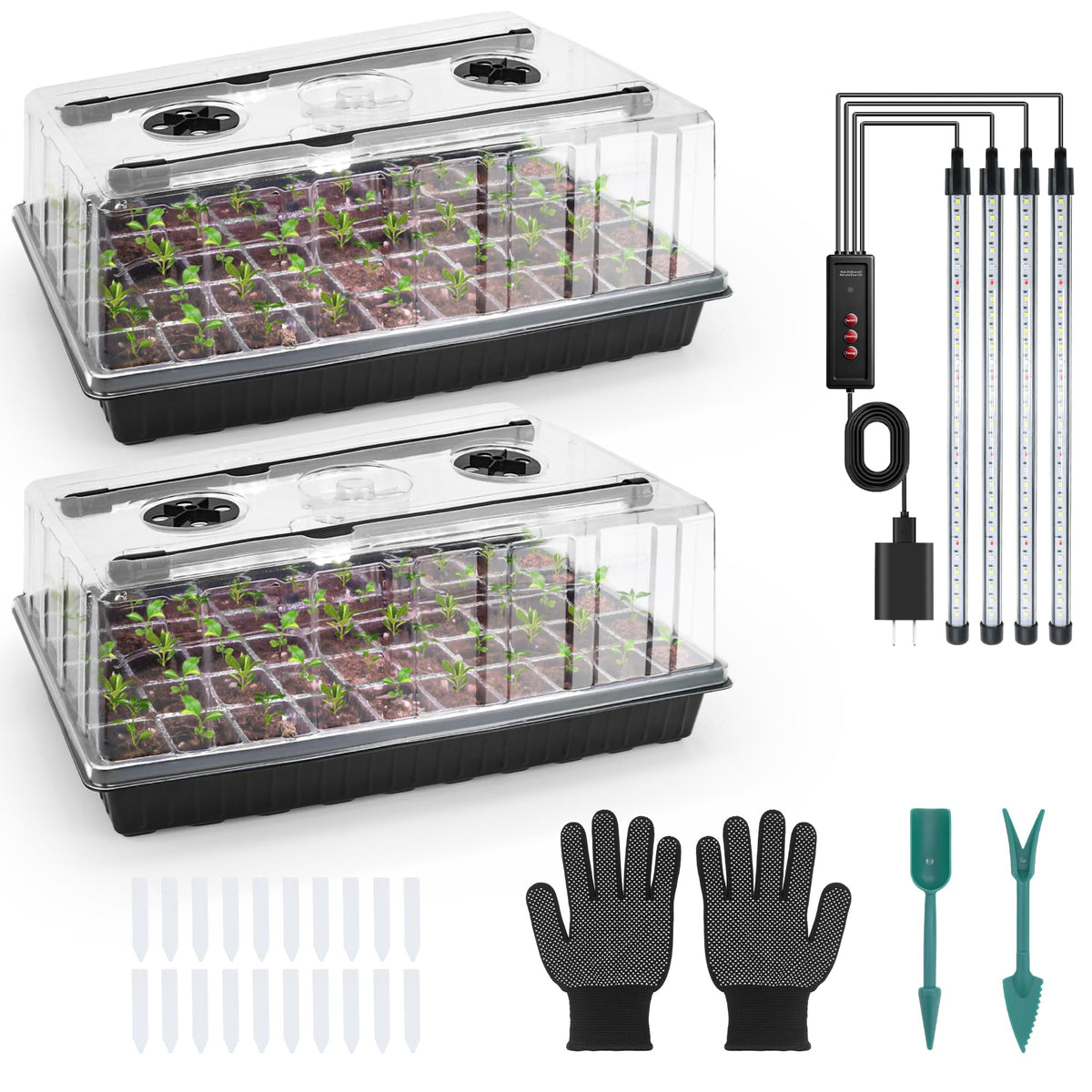 Mulctun 120-Cell Seed Starter Tray with Grow Light, Seedling Starter Trays with 4.08" Humidity