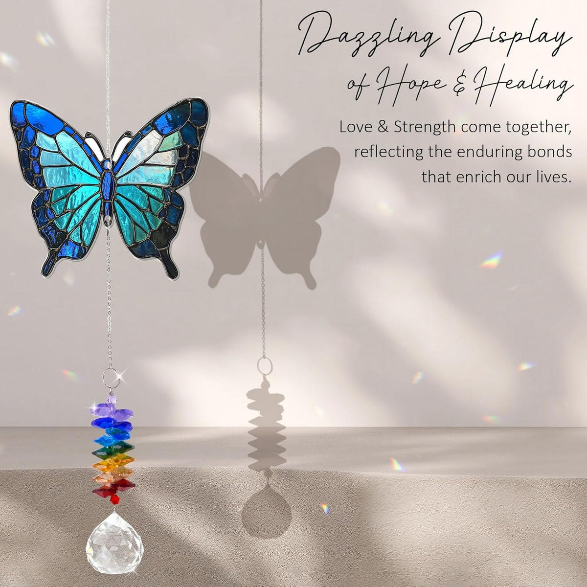 1 Layered Ornament Suncatcher - Blue Butterfly - Home Garden Decor Birthday Gift for Family, Women