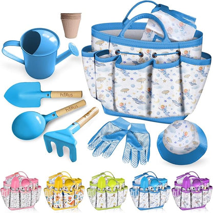 Kids Gardening Tool Set 18PCS Kids Toddler Gardening Set Includes Tote Bag Watering Can Apron Hat