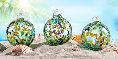 EUSTUMA Hand Blown Glass Witch Ball,Glass Ball Ornament Hanging Garden Gazing Ball Indoor Outdoor