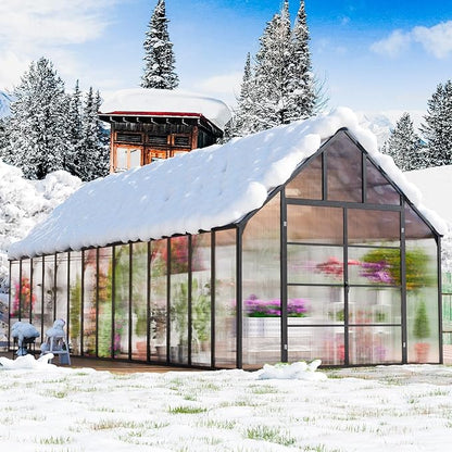CDCASA 10x28 FT Greenhouse for Outdoors,Large Easy Assembly Thicker Aluminum Polycarbonate