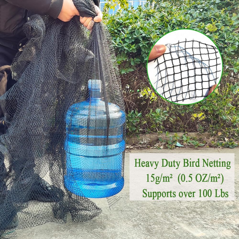 25X50 FT Bird Netting for Chicken Coop, 1 in Mesh, Woven Chicken Netting Roof Mesh Cover Garden