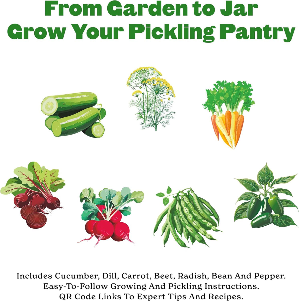 Epic Gardening Pickling Garden Seed Kit - 7 Non-GMO Varieties for Pickling, Includes Beets
