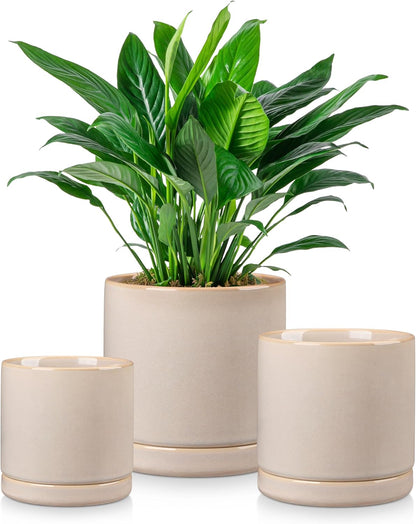 vancasso Ceramic Plant Pots, 3 Piece Planters for Indoor Plants, 4.25+5.25+6.25 Inch Flower Pots